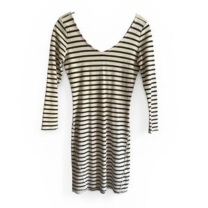 Abercrombie Striped Scoop Neck Bodycon Dress - Navy & Cream